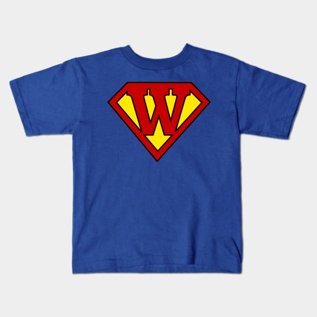 Superhero Symbol Letter W Kids T-Shirt by NextLevelDesignz